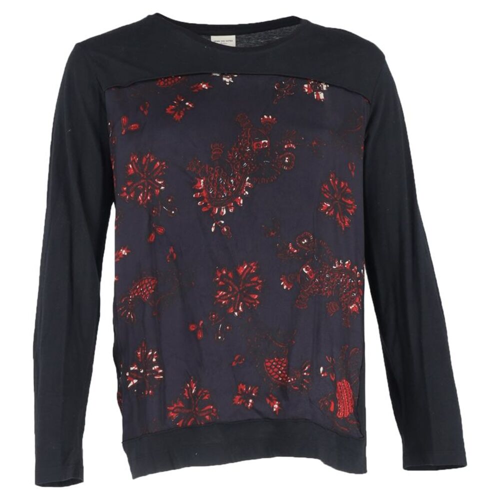 Dries Van Noten Printed Crewneck Sweater in Multicolor Cotton